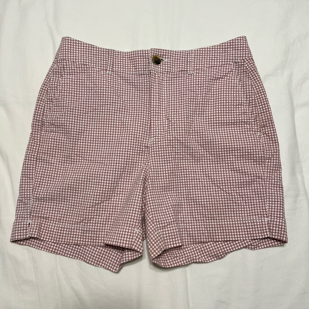 High waisted pink & white checkered shorts